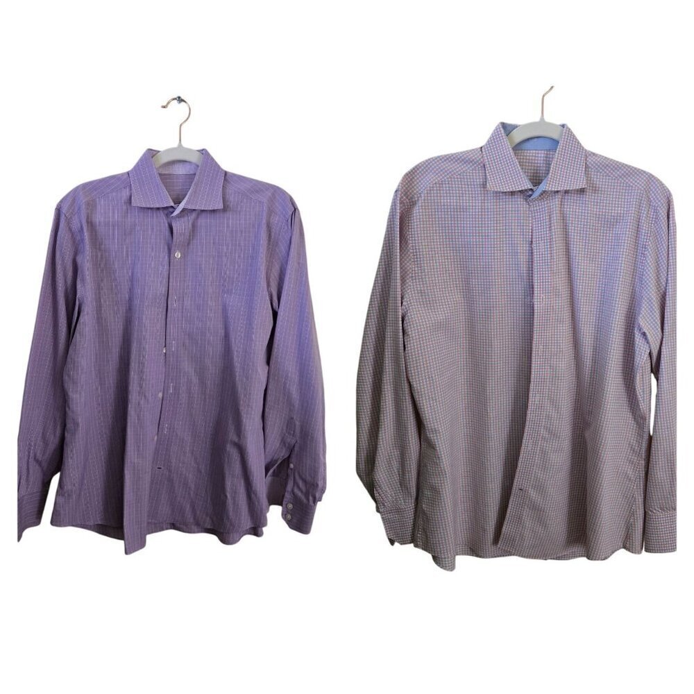 J. Hilburn By Tessitura Monti Custom Made Dress Shirts Lot Of 2 See Measurement